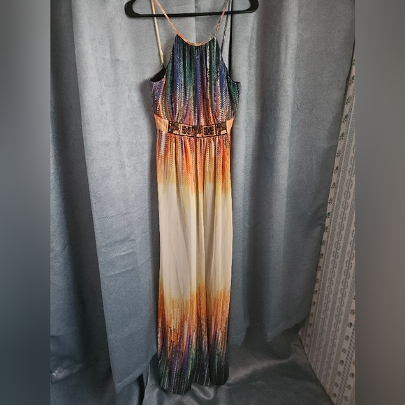 I.N. STUDIO Orange Sleeveless Halter Maxi Dress - Size 6 - EUC - Picture 3 of 9